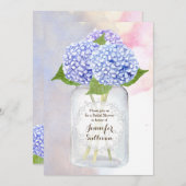 Waterverf Blue Hydrangea Mason Jar Vrijgezellenfee Kaart (Voorkant / Achterkant)
