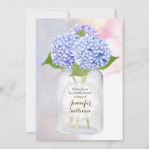 Waterverf Blue Hydrangea Mason Jar Vrijgezellenfee