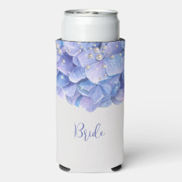 Waterverf Blue Hydrangea Parels Bruidsfeest Seltzer Blikjeskoeler