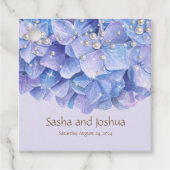 Waterverf Blue Hydrangea Pearl Bedankjes Labels (Voorkant)