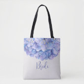 Waterverf Blue Hydrangea Pearl Bridal Party Tote Bag (Voorkant)