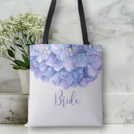 Waterverf Blue Hydrangea Pearl Bridal Party Tote Bag