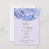 Waterverf Blue Hydrangea Pearl Save The Date (Voorkant)