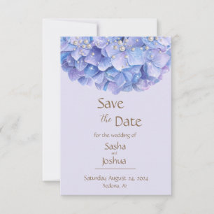Waterverf Blue Hydrangea Pearl Save The Date