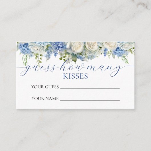 Waterverf Blue Hydrangea raden hoeveel kussen Informatiekaartje (Voorkant)