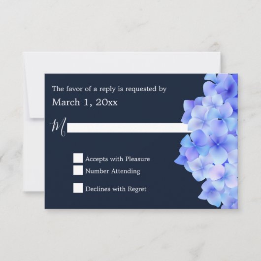 Waterverf Blue Hydrangea RSVP (Voorkant)