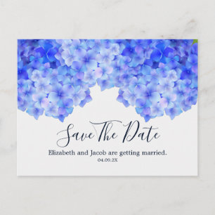 Waterverf Blue Hydrangea Save the Date Briefkaart
