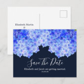 Waterverf Blue Hydrangea Save the Date Briefkaart (Voorkant / Achterkant)