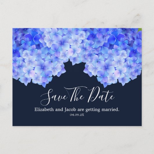 Waterverf Blue Hydrangea Save the Date Briefkaart (Voorkant)