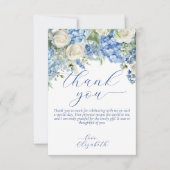 Waterverf Blue Hydrangea Script Bedankt Card Kaart (Voorkant)
