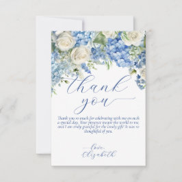 Waterverf Blue Hydrangea Script Bedankt Card Kaart