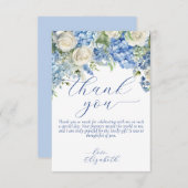 Waterverf Blue Hydrangea Script Bedankt Card Kaart (Voorkant / Achterkant)