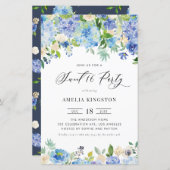 Waterverf Blue Hydrangea Sweet Sixteen Invitation (Voorkant / Achterkant)