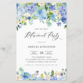 Waterverf Blue Hydrangea Uitnodiging tot pensioen (Voorkant)