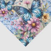 Waterverf Blue Hydrangea & Vlinders Tissuepapier (Detail)