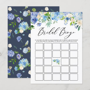 Waterverf Blue Hydrangea Vrijgezellenfeest Bingo Informatiekaartje