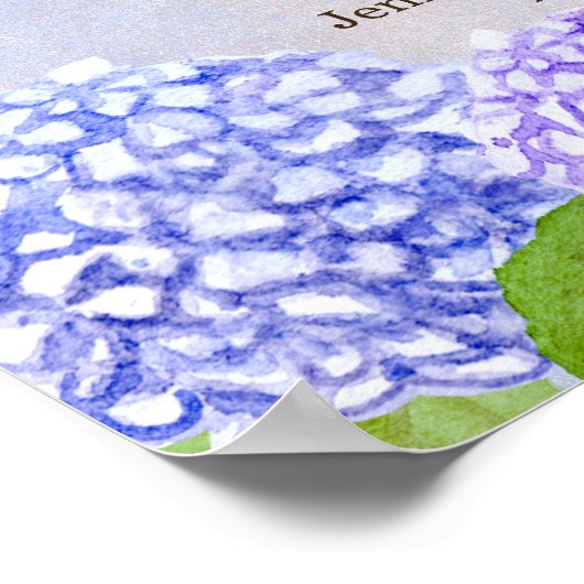 Waterverf Blue Hydrangea Wedding in uitvoering Poster (Hoek)