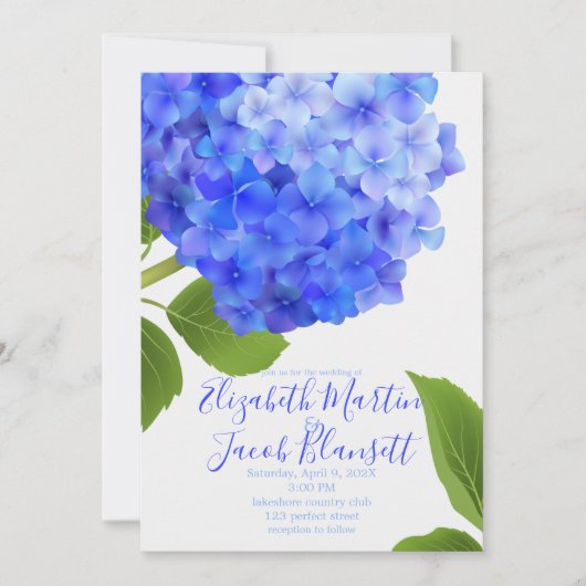 Waterverf Blue Hydrangea Wedding Kaart (Voorkant)