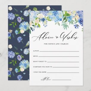 Waterverf Blue Hydrangea Wedding Well Wishes Advieskaart