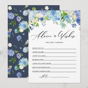 Waterverf Blue Hydrangea Well Wishes voor de Baby Advieskaart