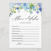 Waterverf Blue Hydrangea Well Wishes voor de Baby Advieskaart (Voorkant)