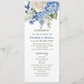 Waterverf Blue Hydrangea White Roses Wedding Programmakaart (Voorkant)
