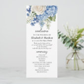 Waterverf Blue Hydrangea White Roses Wedding Programmakaart (Staand voorkant)
