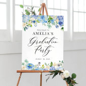 Waterverf Blue Hydrangeas Afstuderen Welkomstteken Poster