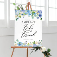Waterverf Blue Hydrangeas Baby shower Welkom