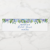 Waterverf Blue Hydrangeas Bloemen VRIJGEZELLENFEES Waterfles Etiket (Enkel label)