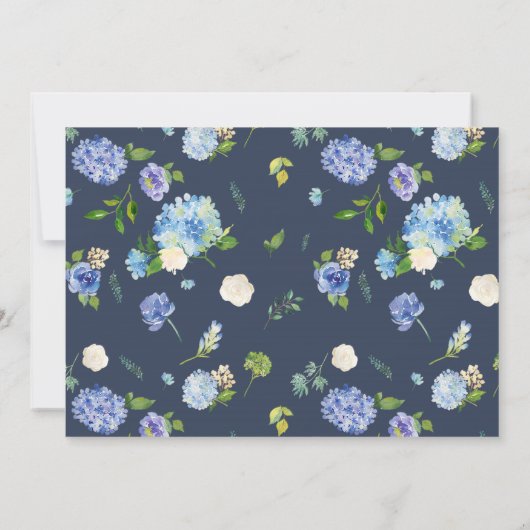 Waterverf Blue Hydrangeas en ivoren Rozen Save The Date (Achterkant)