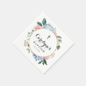 Waterverf Blue Hydrangeas en Rozen Baptisme Servet (Hoek)