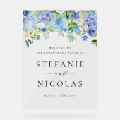 Waterverf Blue Hydrangeas Engagement Party Acryl Bord (Voorkant)