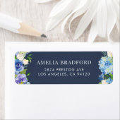 Waterverf Blue Hydrangeas Floral Address Label (Insitu)