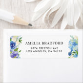 Waterverf Blue Hydrangeas Floral Etiket (Insitu)