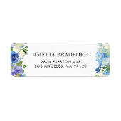 Waterverf Blue Hydrangeas Floral Etiket (Voorkant)