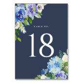 Waterverf Blue Hydrangeas Floral Table Numbers II Kaart (Achterkant)