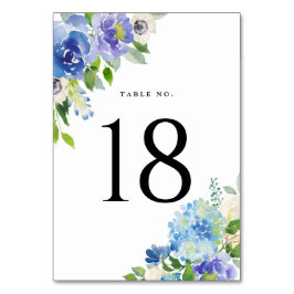 Waterverf Blue Hydrangeas Floral Table Numbers Kaart