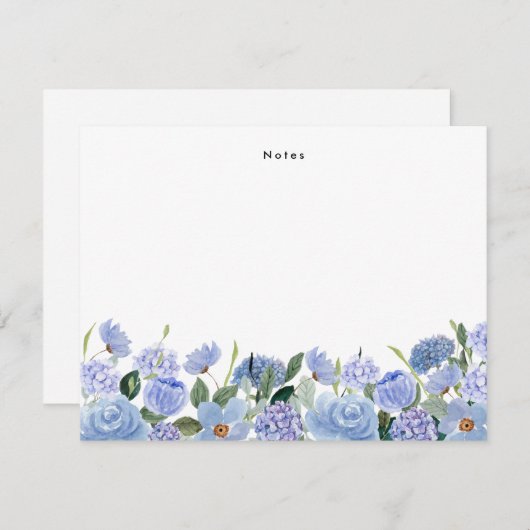 Waterverf Blue Hydrangeas gepersonaliseerd Notitiekaartje (Voorkant / Achterkant)