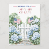 Waterverf Blue Hydrangeas Happy 4th of July Briefkaart (Voorkant)