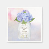 Waterverf Blue Hydrangeas Mason Jar Bruiloft Servet (Voorkant)