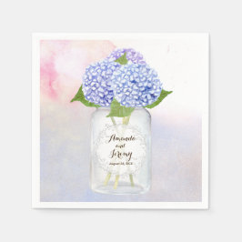 Waterverf Blue Hydrangeas Mason Jar Bruiloft Servet