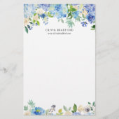 Waterverf Blue Hydrangeas Personeelszaken Briefpapier (Voorkant)
