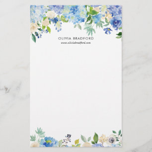 Waterverf Blue Hydrangeas Personeelszaken Briefpapier