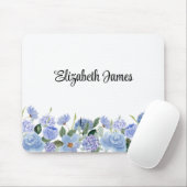 Waterverf Blue Hydrangeas Persoonlijk Notitieblok Muismat (Met muis)