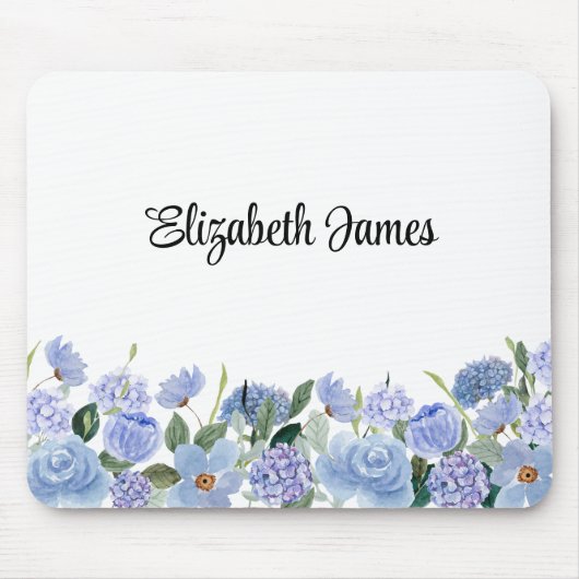 Waterverf Blue Hydrangeas Persoonlijk Notitieblok Muismat (Voorkant)