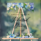 Waterverf Blue Hydrangeas Rehearsal Dinner Acryl Bord (Neutraal)