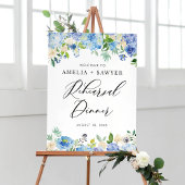 Waterverf Blue Hydrangeas Rehearsal Dinner Poster