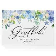 Waterverf Blue Hydrangeas Wedding Guest Book