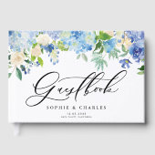 Waterverf Blue Hydrangeas Wedding Guest Book Gastenboek (Voorkant)
